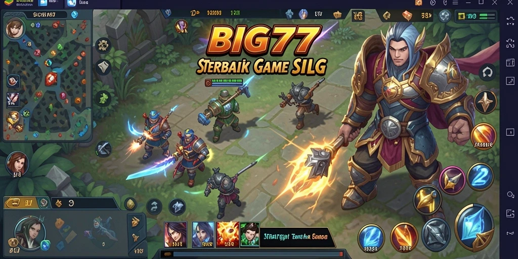 Tampilan gameplay seru di BIG77 dengan pertempuran strategi.