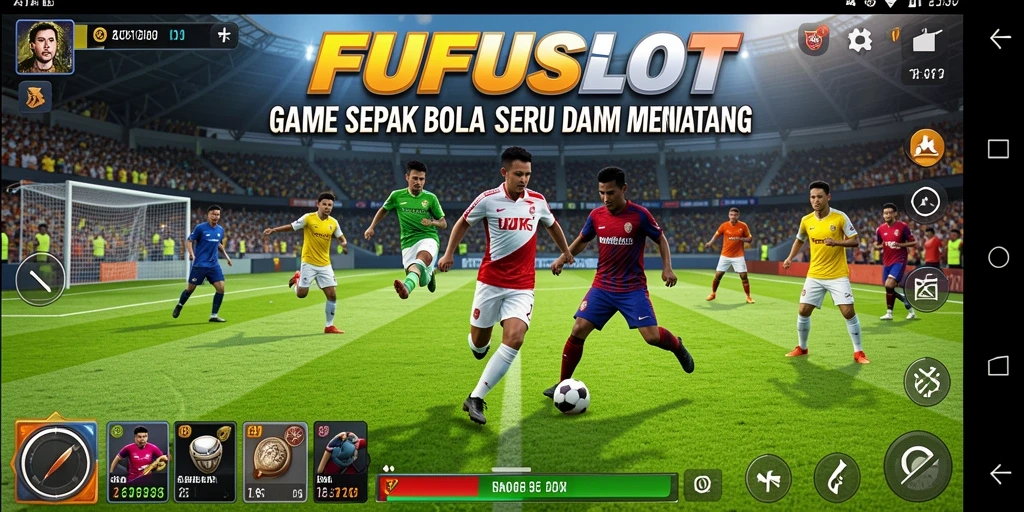 Tampilan gameplay FUFUSLOT menampilkan aksi sepak bola yang mendebarkan.