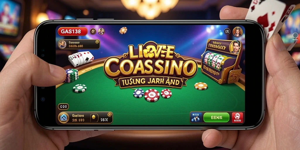 Screenshot dari gameplay GAS138 yang menunjukkan dealer dan pemain dalam sesi Live Casino.
