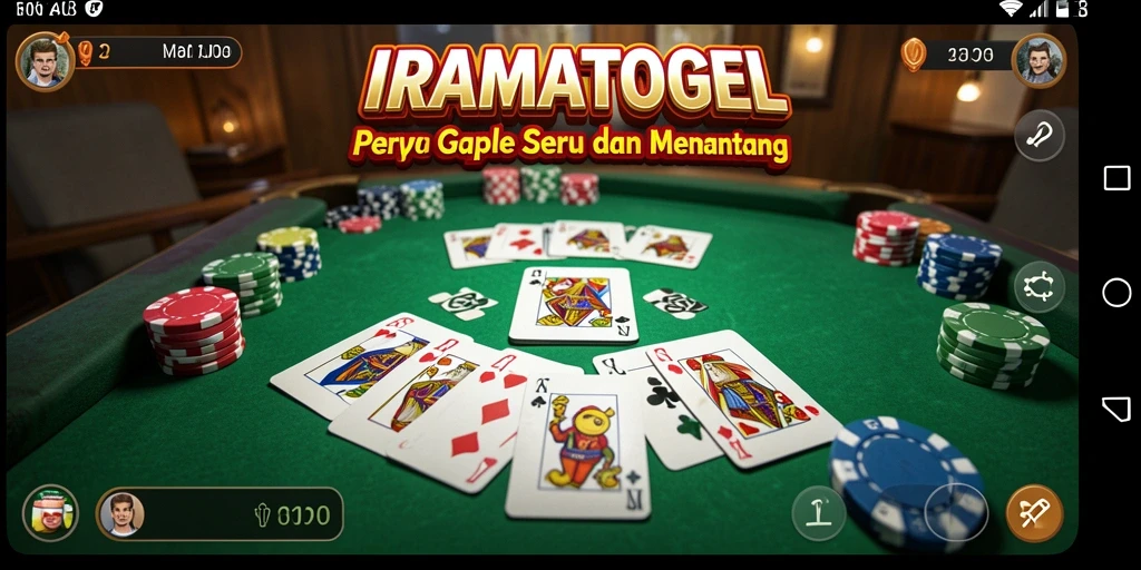 Tampilan gameplay seru IRAMATOGEL dengan fitur Gaple menarik.
