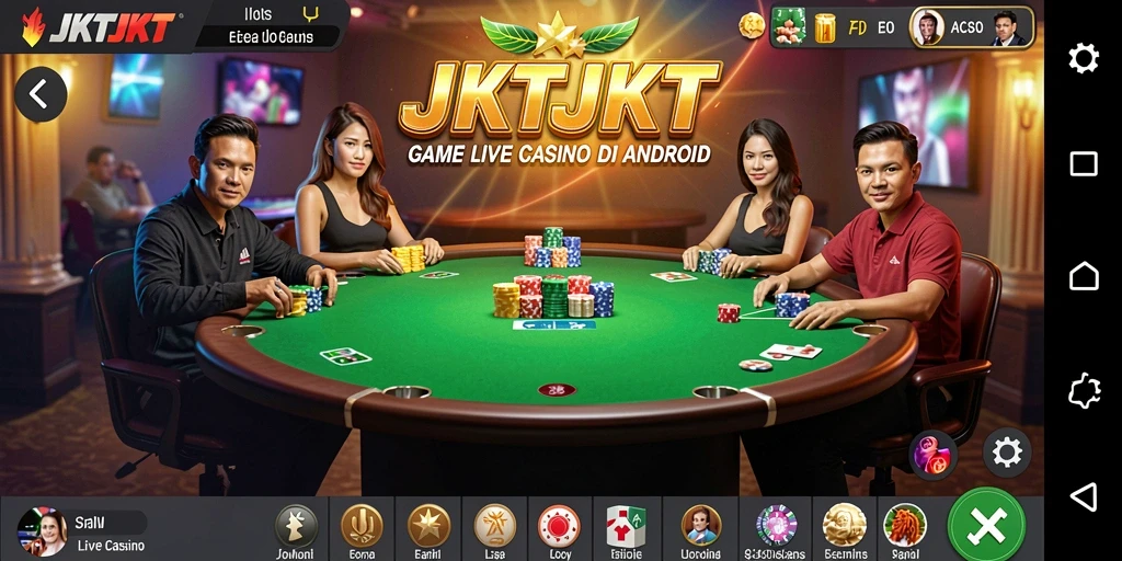 Screenshot gameplay JKTJKT dengan dealer langsung yang interaktif.
