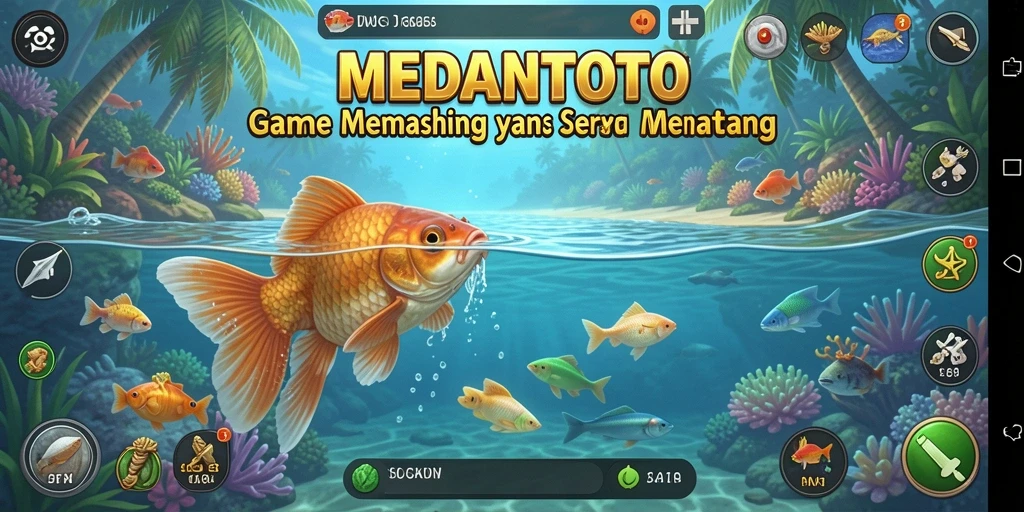 Screenshot gameplay MEDANTOTO yang menunjukkan aksi memancing yang menegangkan.