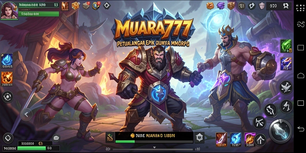 Screenshot utama MUARA777 menampilkan aksi pertempuran seru di dunia MMORPG.