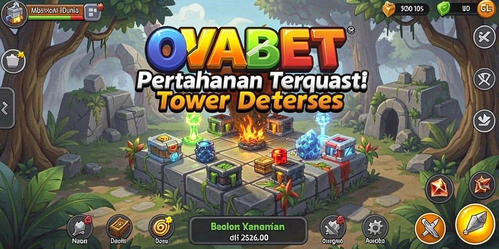 Screenshot gameplay OVABET dengan aksi Tower Defense yang mendebarkan.