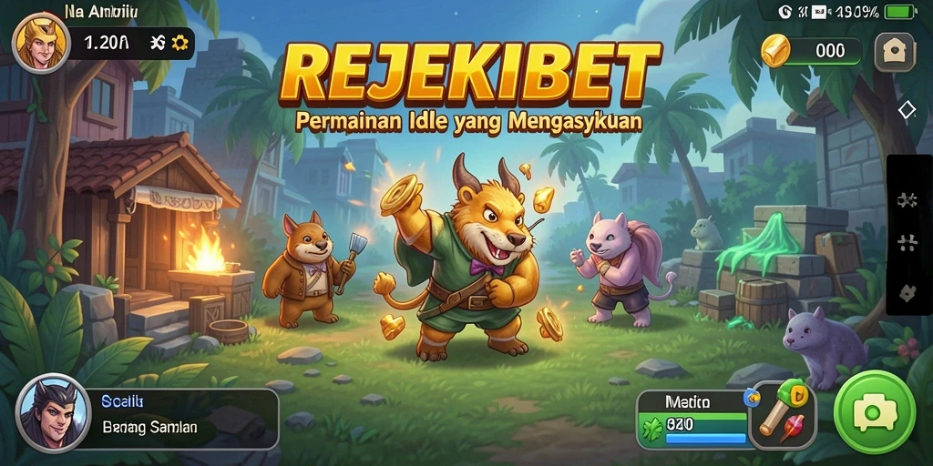 Tampilan gameplay REJEKIBET yang mengasyikkan saat mengumpulkan sumber daya.