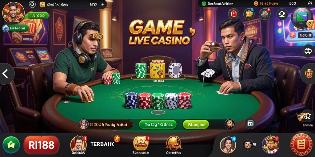 Tampilan gameplay Live Casino yang interaktif dan menarik di RI188.