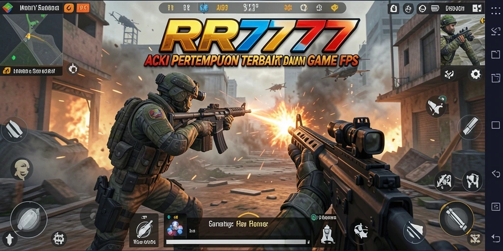 Screenshot utama menampilkan aksi seru dalam pertempuran FPS.