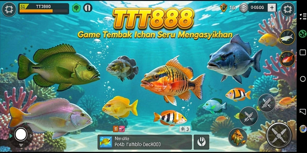 Screenshot gameplay TTT888 menampilkan keseruan menangkap ikan.