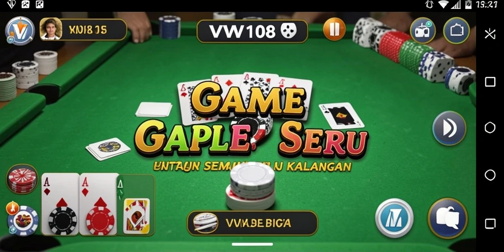 Gameplay seru VW108 dengan fitur Gaple yang menampilkan interaksi pemain.