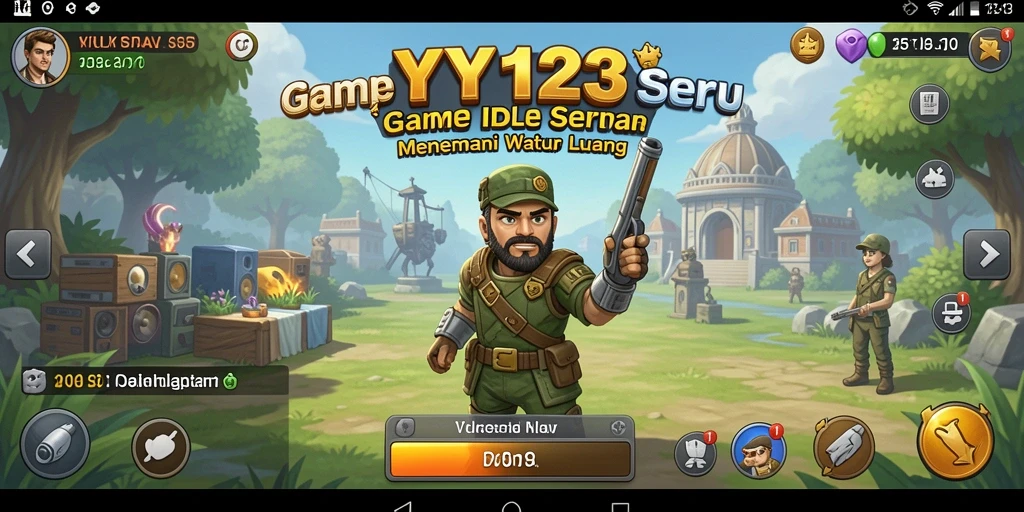 Tangkapan layar gameplay YY123 yang menunjukkan kemajuan karakter di game Idle.